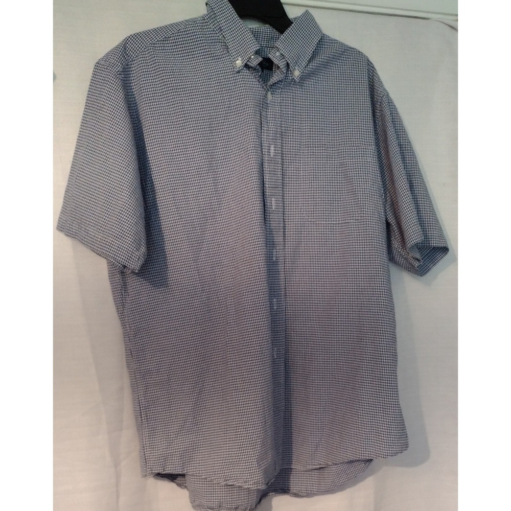 Brooks Brothers 1818 Men's L Blue White Check Short Sleeve Button Down Shirt